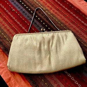 Clutch in Gold Fabric with Wrist Chain